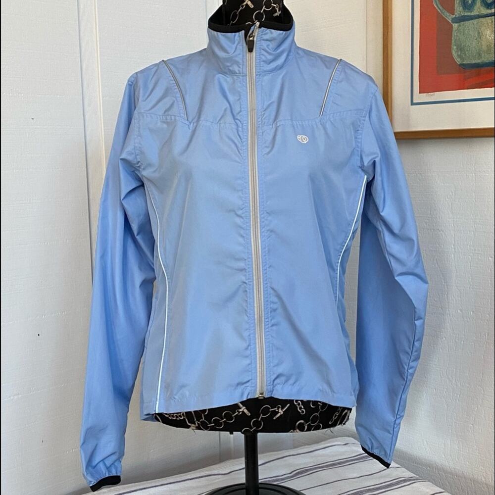 Pearl Izumi Women M Super Light Polyester Zip Front Pale‎ Blue Cycling Jacket